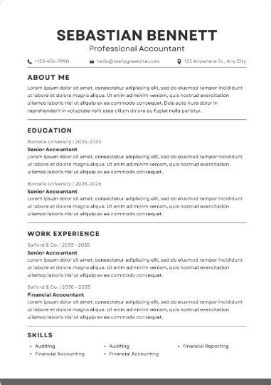 Professional CV Sample 61